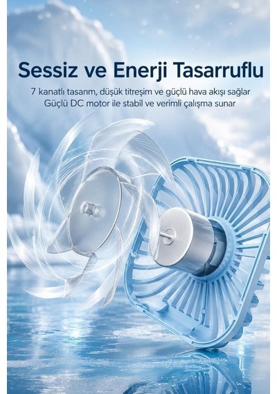 Özel Üretim Yazlık Esinti Hava F-05 Mini Fan Tutmalı Şarjlı Vantilatör Beyaz