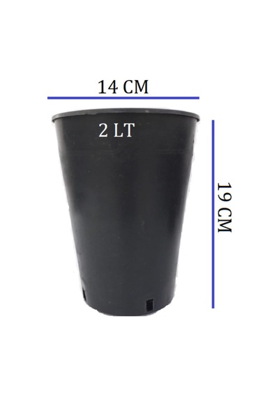 Üretim Saksısı 25 Adet 14x19 Cm 2 Lt Plastik Saksı Siyah Üretim Saksı Bitki Saksı