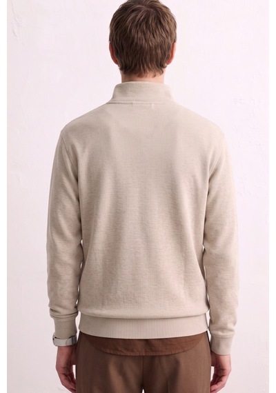 Barrels And Oıl Erkek Yarım Fermuarlı Dik Yaka Selanik Sweatshirt - Bej Bej