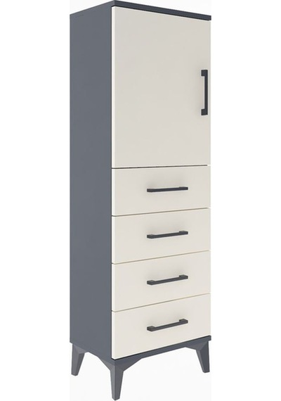 Arges Dolap 2 Raflı 4 Çekmeceli Tek Kapaklı 44x30x134 Antrasi... Antrasit