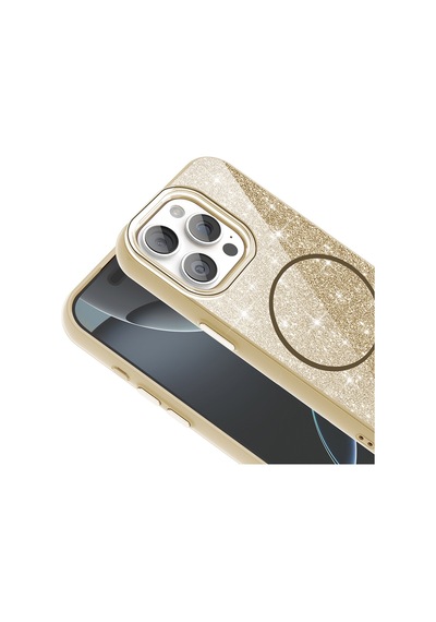 Apple iPhone Uyumlu 15 Pro Max Kılıf Dökülmeyen Simli Silikon Magsafe Kamera Yükseltili Pazarplus Pembe