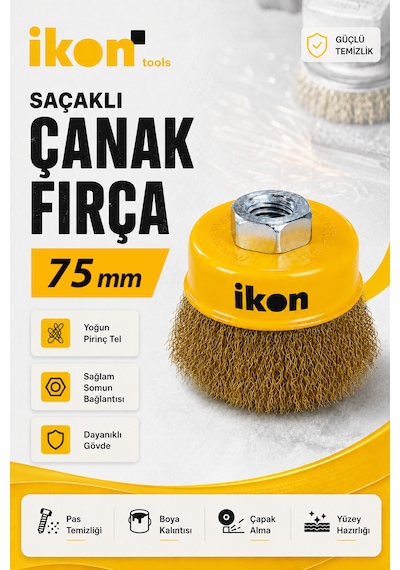 Saçaklı Çanak Fırça 75 Mm Çelik Tel Bakır Kaplama M14 Spiral Taşlama Uyumlu Pas Boya Temizleme