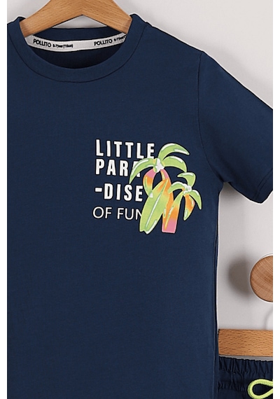 Erkek Çocuk Little Paradise Ön Ve Arka Baskılı Tişört Şort 2'li Takım 001