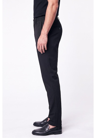 Comfort Fit Beli Lastikli Esnek Keten Siyah Pantolon P 1221
