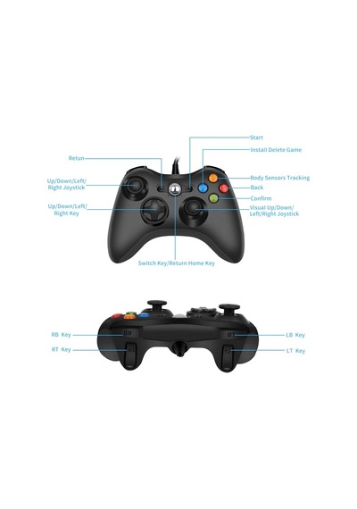 Xbox 360 ve Pc için Kablolu Gamepad