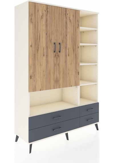 Hyperion Dolap 10 Raflı 4 Çekmeceli 2 Kapaklı 132x44x195 Aytaşı-çam/antrasit Atlas Çam/antrasıt