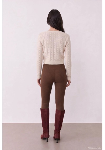 Quzu 27ktrk02751 Crop Triko Krem Std
