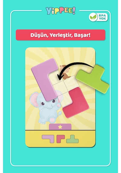 Block Puzzle - Eğitici Zeka Oyunu 7 Blok 20 Seviye Kart 3 Zorluk Akıl Ve Mantık Oyunu