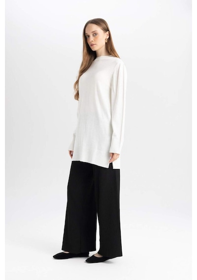 Defacto Relax Fit Triko Pantolon Beli Lastikli Basic Düz Geniş Paça Y1325AZ24AUBK81 Siyah