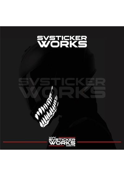 Ağız Diş Köpekbalığı Sticker Kask Vizör Sticker Tüm Kasklar Uyumlu 2 Adet Sağ Sol Beyaz