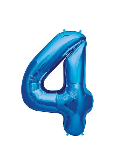 4 Rakam Mavi Folyo Balon 34 İnç 76-82 Cm