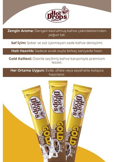 Hot Drops Gold Kahve 100gr 50 Adet X 2 Gr Hazır Granül Kahve