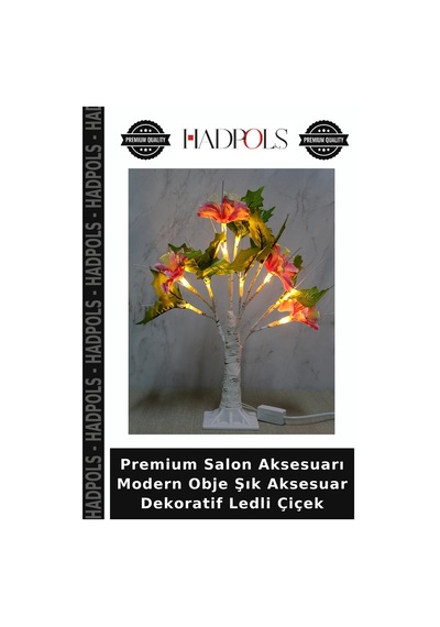 Premium Salon Aksesuarı Modern Obje Şık Aksesuar Dekoratif Ledli Çiçek Çok Renkli