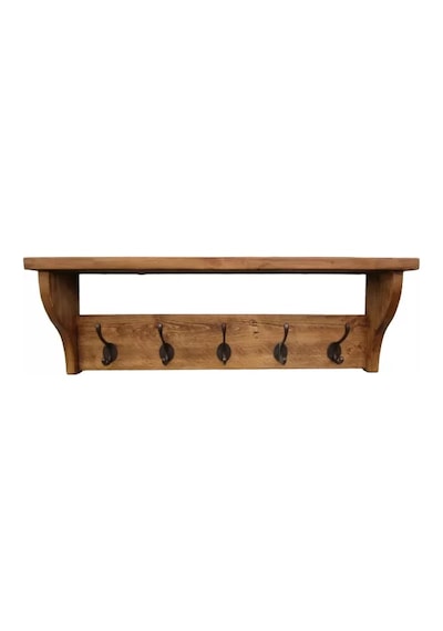 Ahşap Rustik Raflı Askılık Çok Renkli