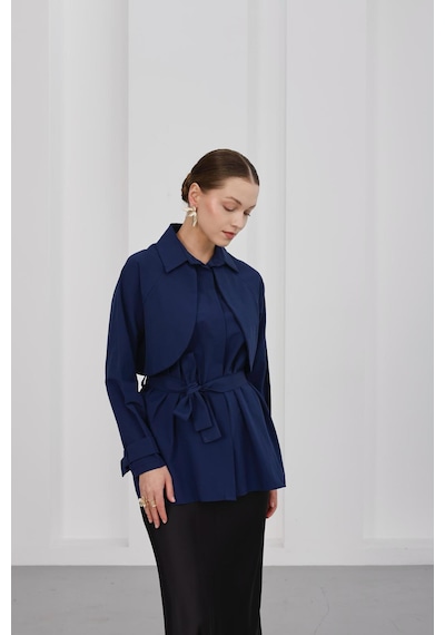 Storm Wear Yaka Detaylı Kadın Gömlek Lacivert