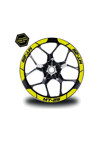 One Vıp Sale Neon Sarı Yamaha Mt-25 Geniş Jant Sticker Modeli Motor Aksesuar