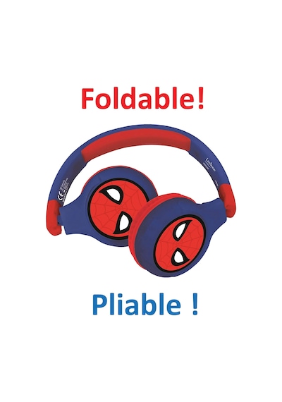 Spiderman 2-in-1 Bluetooth Stereo Kids Headset, Kablosuz, Kablolu, Limited Sound, Foldable, Ayarlanabilir, Girl/boy, Red/blue, Hpbt010sp