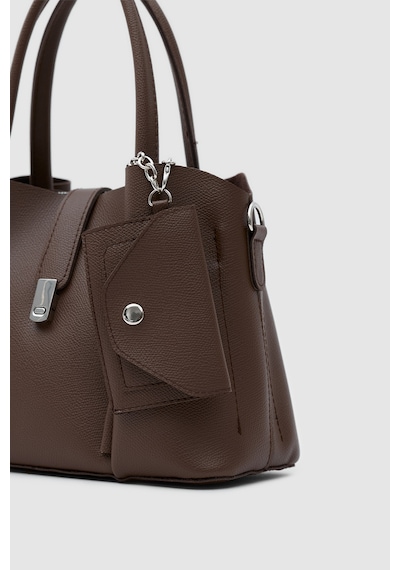 Shule Bags Guide Kartlık Charmlı El Ve Omuz Çantası Koyu Kahve Kahverengi