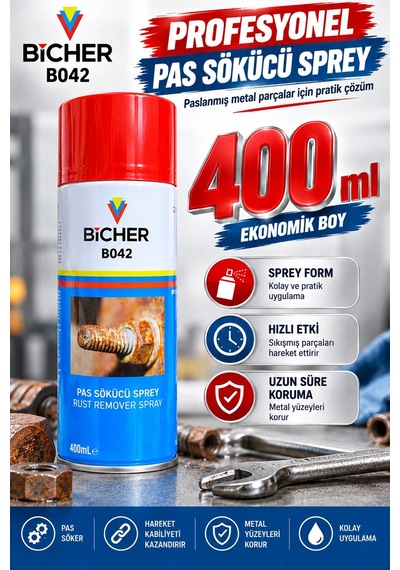 Pas Sökücü Sprey 400 Ml Paslanmış Vida Somun Ve Metal Parçalar İçin Pratik Bakım Spreyi