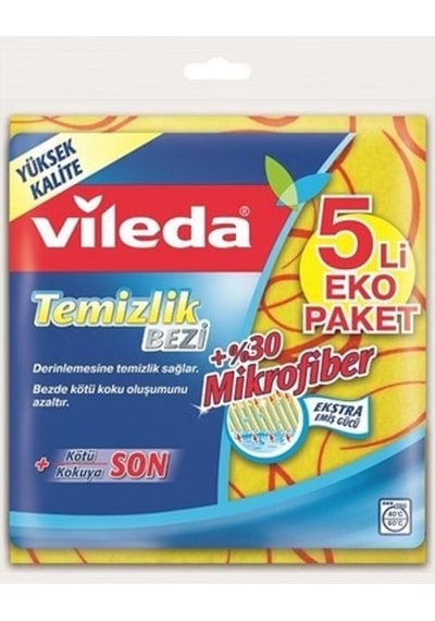 Vileda + %30 Mikrofiber Ekstra Emiş Gücü Temizlik Bezi 5'li