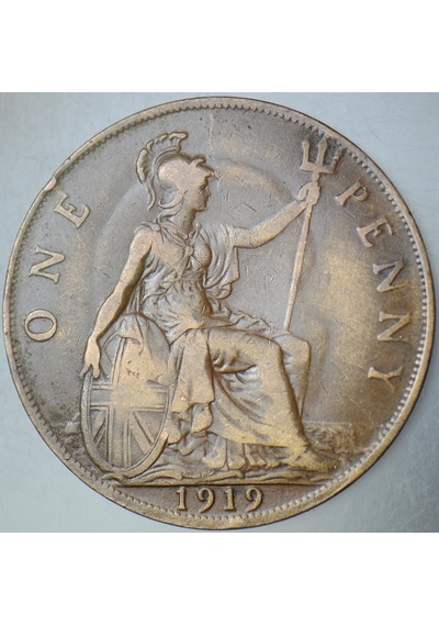 Birleşik Krallık 1 Penny 1919 Kral 5. George Dönemi. 31 Mm. İngiltere.