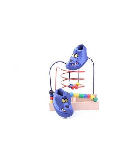 Dr Terlik 689 Erkek Çocuk Lacivert Emoji Desenli Ev-Halı Ayakkabı