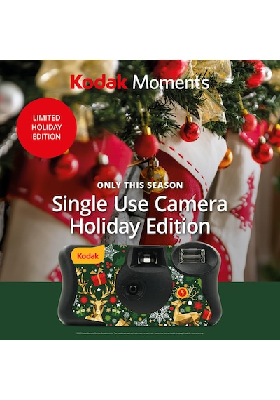 Kodak Funsaver Flash Chrismes 39 Poz Özel Seri Sınırlı Üretim Tek Kullanımlık Analog Fotoğraf Makinesi Çok Renkli