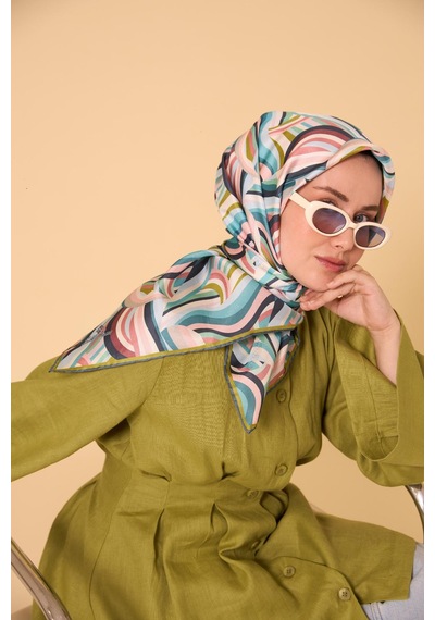 Silk Home Twill İpek Eşarp 11471-25 Su Yeşili, Pembe, Yeşil, Beyaz, Gri