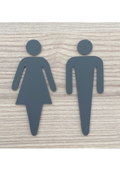 Mat Antrasit Kadın Ve Erkek Wc Yönlendirme Seti
