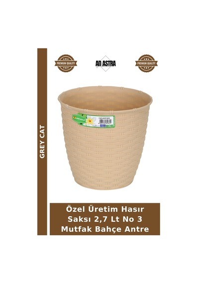 Özel Üretim Hasır Saksı 2,7 Lt No 3 Mutfak Bahçe Antre