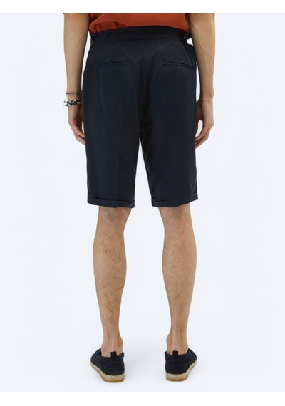 Kip Lacivert Dokuma Carrot Fit Casual Bermuda Lacivert