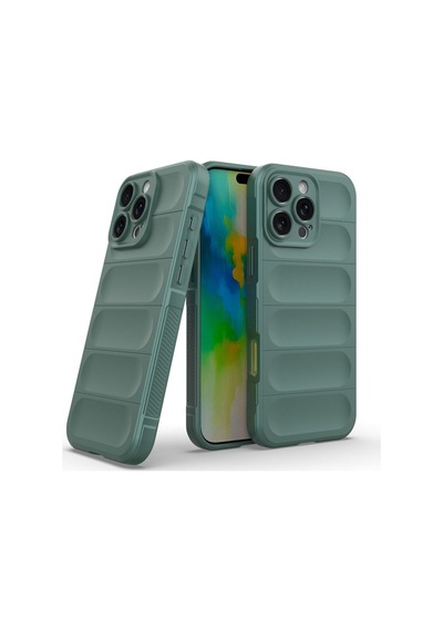 Apple Uyumlu iPhone 16 Pro Silikon Kılıf - Kamera Korumalı Esnek Yeni Nesil Airbag Kapak-Yeşil
