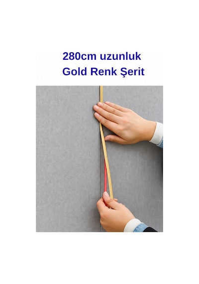 Gold Kendinden Yapışkanlı 1 Adet 0.8mm X 280cm Duvar, Mobilya Kenar Dekoratif Koruma Şerit Çıta Altın