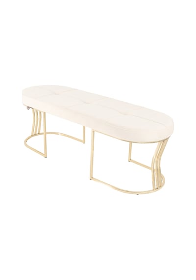 Viego Gold Collection- Beyaz Kapitoneli Chester Model Puf & Bench & Koltuk & Uzun Makyaj Puff & Yatak Ucu