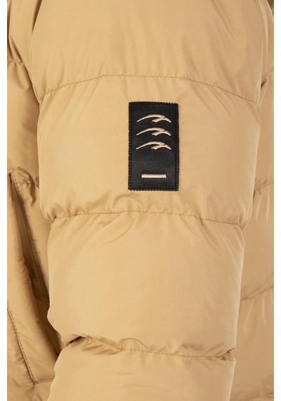 Maraton Sportswear Regular Erkek Kapşonlu Uzun Kol Basic Camel Mont 21262-camel Camel