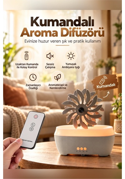 Castu Ls13 Rüzgar Gülü Tasarımlı Ultrasonik Hava Nemlendirici Aroma Difüzörü 300 Ml Kumandalı