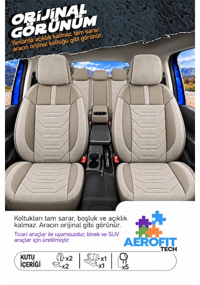 Mazda 121 Asya Bej Tay Tüyü Oto Koltuk Kılıfı Tam Set-kolay Montaj-terletmez-ortopedik 1990-2000