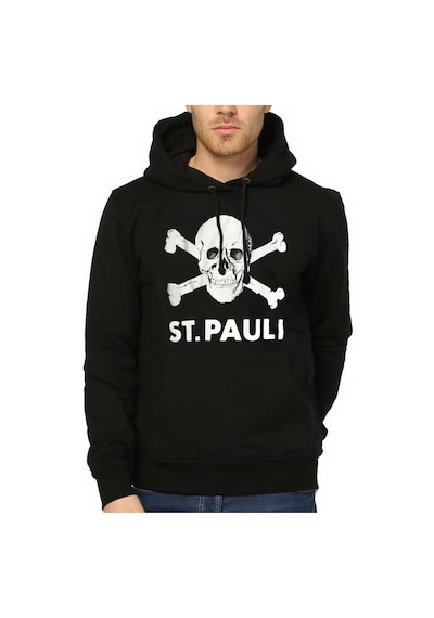 Bant Giyim - St.Pauli Siyah Kapşonlu Erkek Sweatshirt