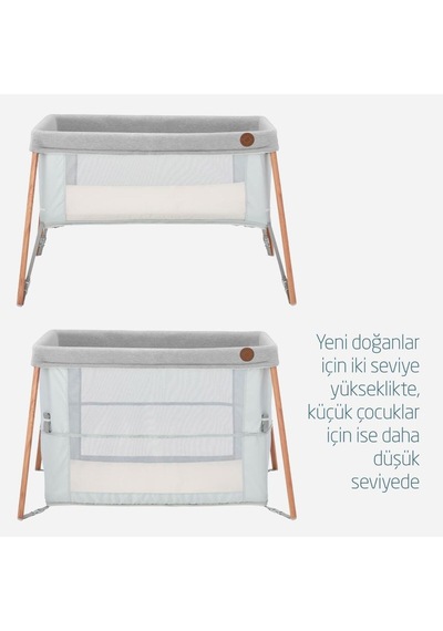 Iris 2 'si Bir Arada Anne Yanı Beşik ve Taşınabilir Çift Katlı Park Yatak Beyond Grey Eco