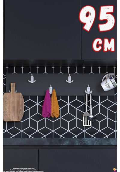 Geyik 18 Kancalı Mutfak Askısı 3'lü Set 81,4x9,6 Cm - Şık Tasgeyikm, Çok Amaçlı Düzenleyici Ve Yer Tasarrufu Gri