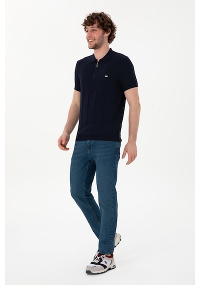 U.S. Polo Assn. Erkek Slim Fit Polo Yaka Lacivert Tişört 50306457-VR033