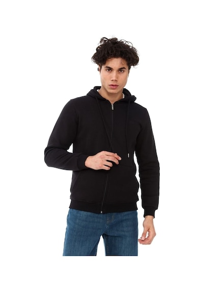 Jomoti Fermuarlı Kapşonlu Erkek Sweat (533222607) Siyah
