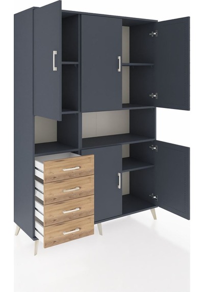 Hyperion Dolap 7 Raflı 4 Çekmeceli 5 Kapaklı 132x44x195 Antrasit-antrasit/çam Antrasıt/atlas Çam Hyperion Dolap 7 Raflı 4 Çekmeceli 5 Kapaklı 132x44x195 Antrasit-antrasit/çam Antrasıt/atlas Çam