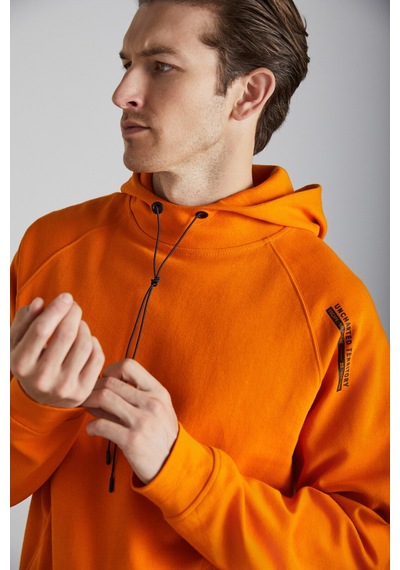 Grimelange Malagos Erkek Içi Polarlı Yumuşacık 3 Iplik Içi Şardonlu Regular Kapüşonlu Turuncu Sweatshirt