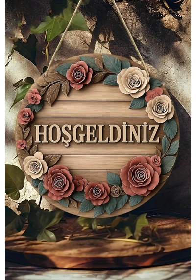 Hoş Geldiniz Çiçekli Mdf Kapı Süsü Askılı Silinebilir Dekoratif 33 Cm Ks013,beyaz 20 X Çok Renkli