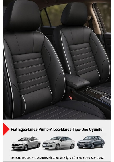 Stone Deri Oto Koltuk Kılıfı - Bel Destekli Fiat Egea-linea-punto-albea-marea-tipo-uno Uyumlu