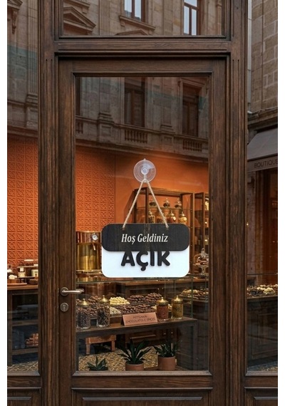 3 Katlı Modern Açık/kapalı Tabelası - Rebap Ahşap