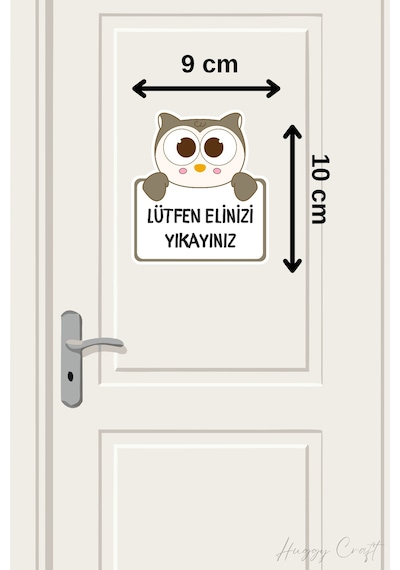 Sevimli Baykuş Sticker Ellerimizi Yıkayalım Etiketi Standart