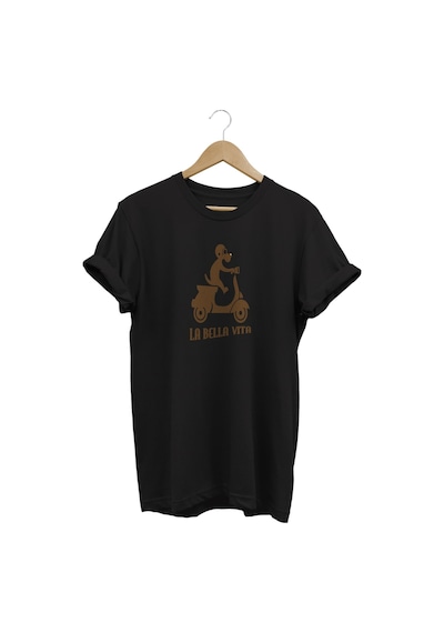 La Bella Vita Baskılı Siyah T-shirt Siyah
