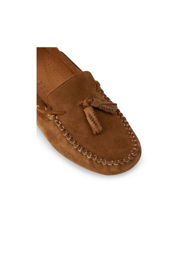 Deery Kadın Hakiki Süet Taba Rengi Püsküllü Loafer - Dl506ztbac01